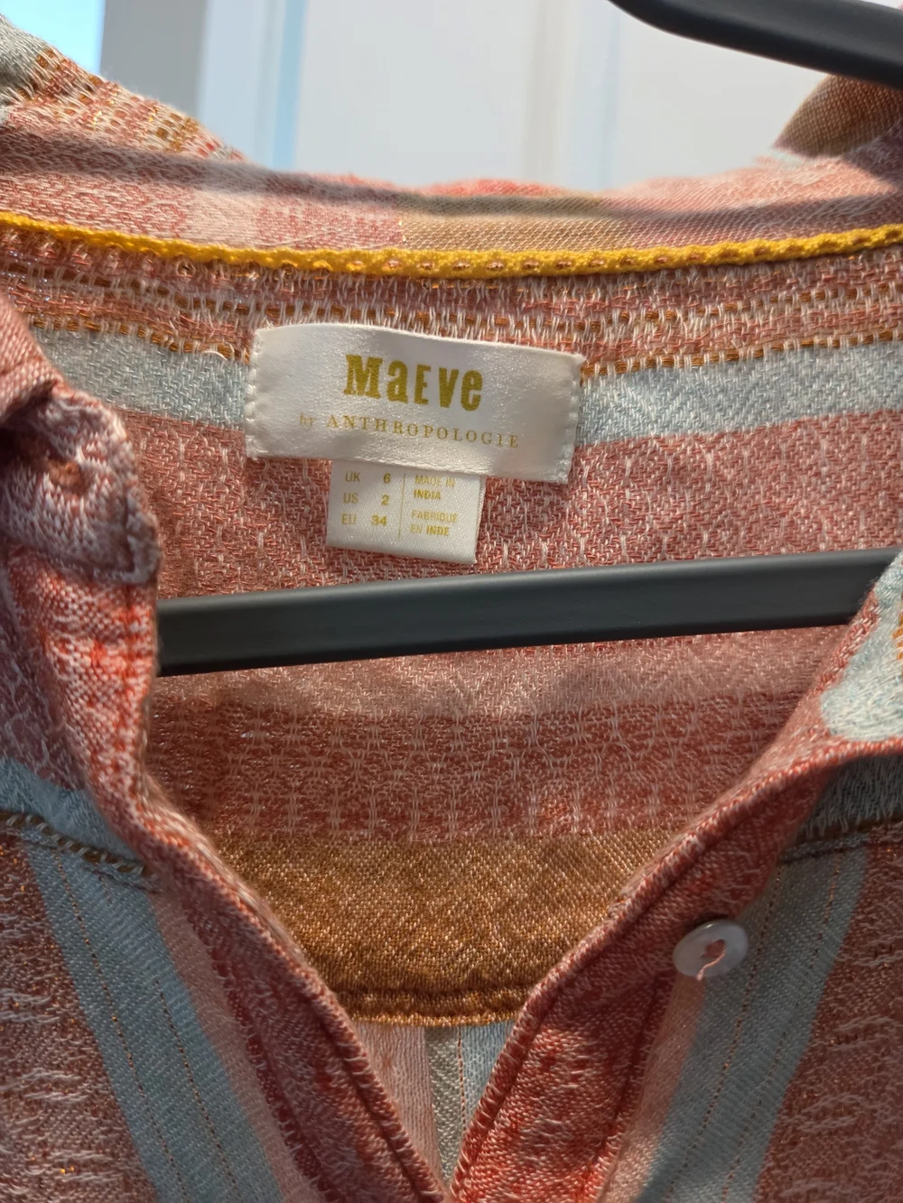 Maeve by Anthropologie Striped Button Down Shirt Size 2 Wool Blend